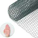 Chicken Wire, 15.7 x 90.5 Inches, Green, Hexagonal Mesh, Galvanized Metal Poultry Wire Netting for Crafts, Poultry, Garden