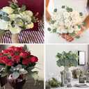 64 PCS Artificial Greenery Stems,Silver Dollar Eucalyptus Stems with 384 Eucalyptus Leaves White Seed Branches for Flower Arrangements,Wedding Bouquets