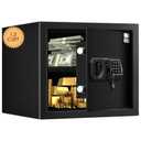 Tenamic Fireproof Safe Box 1.2 Cuft Electronic Digital Security Box, Keypad Small Lock Box Cabinet Safes with Internal Light, Solid Alloy Steel Office Hotel Home Safe with 2 Passwords, Black