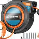 DEWENWILS Extension Cord Reel with Twist-lock Stopper, Power Retractable Cord Reel, Lightweight and Portable, Brighter Triple Tap Outlet, for Home Maintenance, Garages, Workshops, Orange