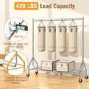 Heavy Duty Clothes Rack Load 420 LBS, Rolling Garment Rack with Lockable Wheels, Standing Metal Clothing Rack, Portable Wardrobe Sturdy Coat Rack for Hanging Clothes (Silver, 59″×18.9″×63″)