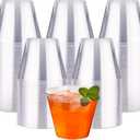 RACETOP 9 oz Clear Disposable Plastic Cups 50 Pack, Clear Plastic Cups Tumblers, Heavy-duty Party Glasses, Disposable Cups