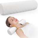 Cozyhealth Small Cervical Roll Pillow Memory Foam Neck Round Pillow, Cylinder Bolster Pillow for Sleeping, Round Neck Support Pillow for Head, Neck, Back, Legs and Yoga (White, Large - 4.7" H)