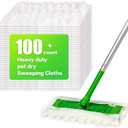 Heavy Duty Dry Sweeping Cloths Compatible with Sweeper Mop, Microfiber Duster Mop Pads Refills for Cleaning Hardwood Floor Dust and Pet Hair, Disposable (100)