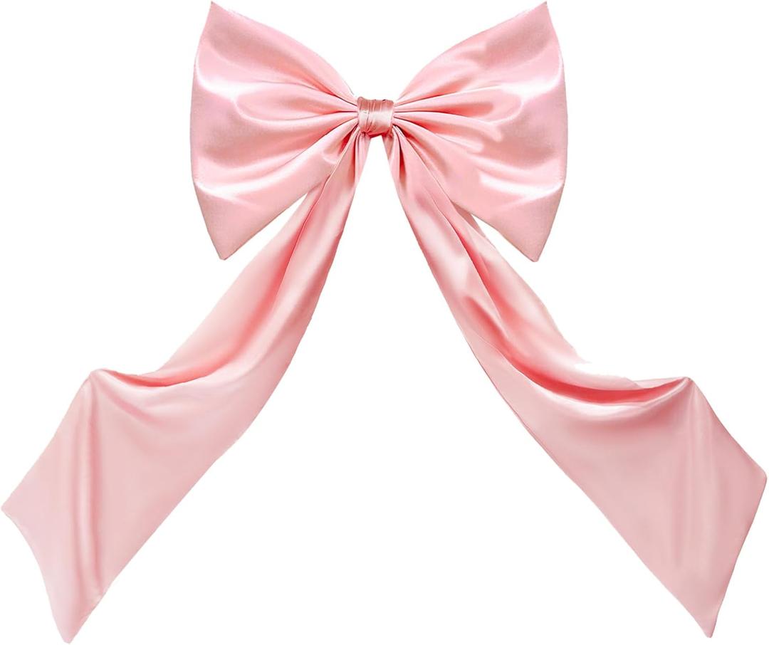 Coquette Large Satin Bow, 24 x 42 Inches, Pink Giant Bow Ribbon Tie for Coquette Room Decor, Birthday Party Backdrop Wall Decoration (Pink)