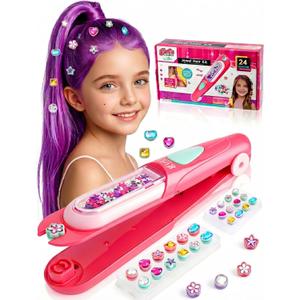 DreUPre Hair Gem Stamper Kit for Girls, Kpop Inspired Hair Jewels for Demon Style Cosplay, Sparkly Reusable Rhinestones Hair Accessories, Styling Tool Birthday Gift for Girls Ages 4-8 8-12
