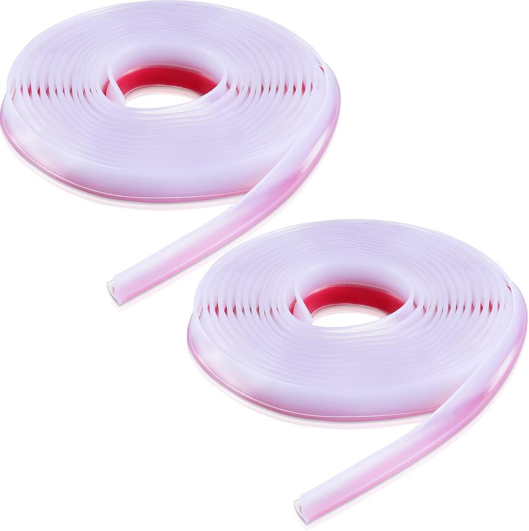 Tondiamo 2 Roll Shower Door Side Seal Strip 196.8 Inch Glass Frameless PVC Bulb Shower Door Bottom Adhesive Seal for Gap Edge Trim Gasket Sweep