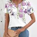 LOMON Womens Short Sleeve V Neck T Shirts Summer Tops Basic Tees Business Casual Blouses Trendy Fashion Clothes