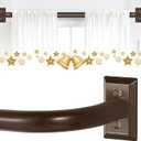 TVWOO Bronze Wrap Around Curtain Rods 2Pack:Blackout Adjustable Window Curtain Rod,Room Darkening Heavy Duty Curved French Metal Single Drapery Rods for Bedroom Kitchen Easy Install,Brown 28-48 Inch