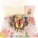 4 x Butterfly 3D Pop-Up Greeting Card  Elegant Floral Pop-Up Card for Wife Husband Girlfriend Boyfriend Mom Dad Mother Father Birthday Wedding Anniversary Thanksgiving Day Christmas Day (Orange)