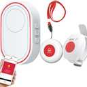 Topvico WiFi Caregiver Pager Call Button for Elderly, Senior Fall Alert Devices, Wireless Nurse Help SOS Panic Bracelet , Tuya Smart APP, Remote Patients Call System for Home, 5 Levels Volume (1 Button A + 1 Watch + 1 Receiver)