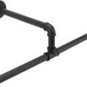 Industrial Pipe Clothes Rack Floating DIY Wall Mounted, Heavy Duty Rustic Vintage Clothing Rod, Metal Garment Bar Space-Saving Hanging for Bedroom, Bathroom and Laundry Room (Black 18 inch)