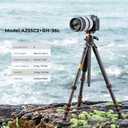 K&F Concept 62" Carbon Fiber Camera Tripod,Portable Compact Tripods with Detachable Monopod,360 Metal Ball Head 15KG/33lbs Load Capacity with Quick Release Plate for Travel and Work A255C2+BH-36L