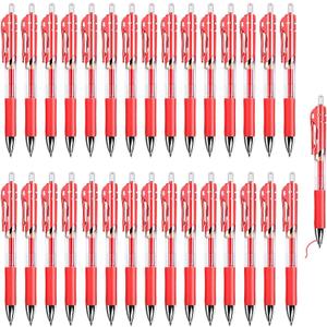 30PCS Retractable Gel Pens for Journaling, 0.5mm Ink Pens for School Office Suppliers, Fine Point Smooth Writing Pens. (Red)
