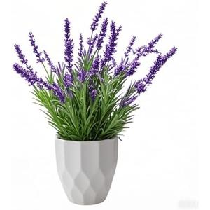 KYLIN Realistic Artificial Lavender Plants in Pot Lifelike Faux Plants for Indoor Home & Office Decor - Low Maintenance Fake Flower Arrangement