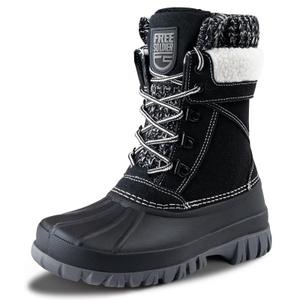 FREE SOLDIER Women's Waterproof Winter Cold Weather Snow Boots for Women Outdoor Fashion Duck Boots Comfortable Insulated(Black, Size 10) 