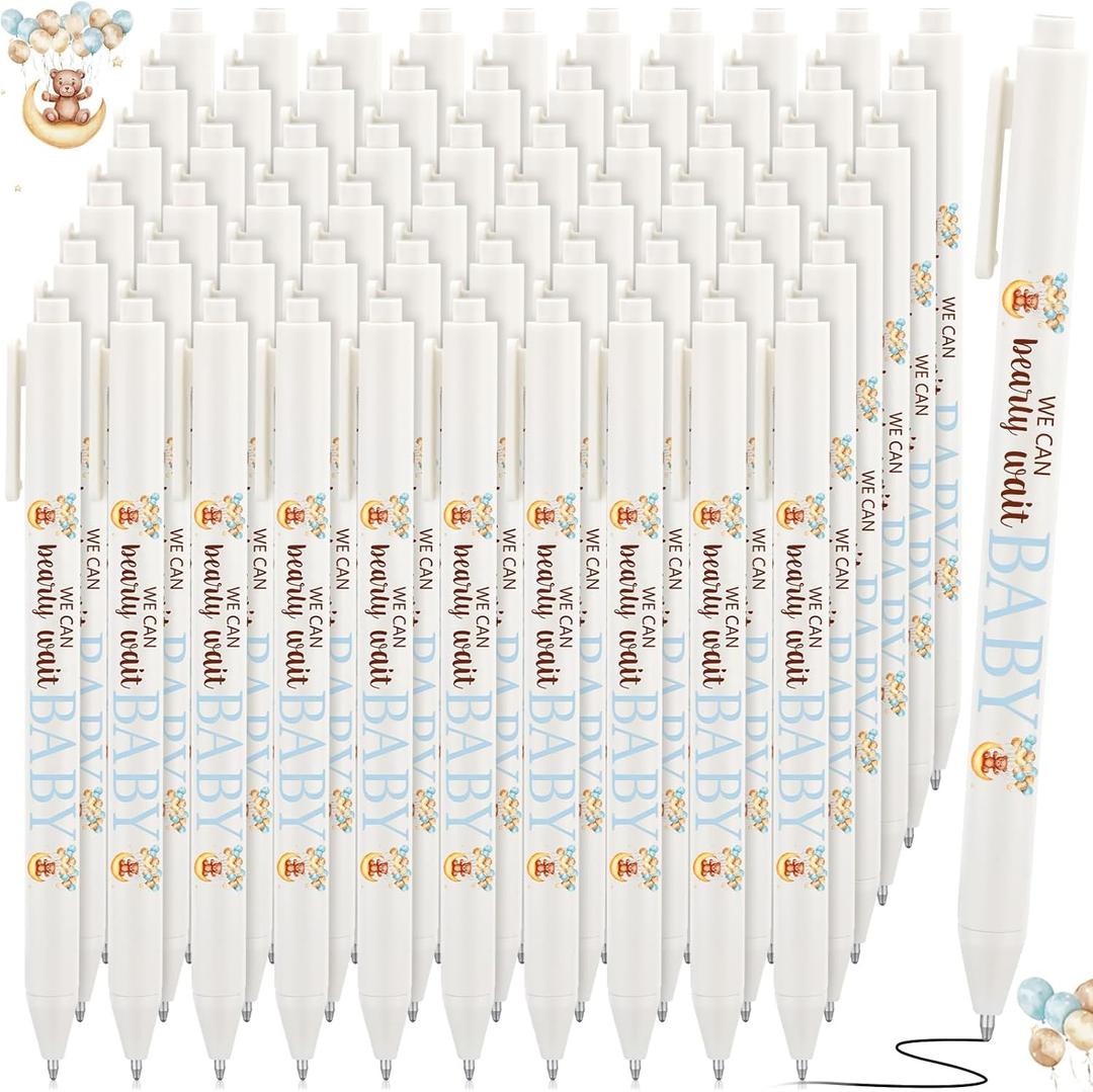 Kisston 60 Pcs Baby Shower Pens Favors Gifts Bulk for Guests Neutral Gender Reveal Favors Baby Shower Prizes Souvenirs Keepsakes Gift Bags Supplies(Bear)