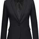 LookbookStore Womens Notched Lapel Pockets Button Work Office Blazer Jacket Suit Black, XL