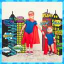 Large Super Theme Hero Party Photography Backdrop for Hero Birthday Decorations Skyscraper Decor Boxes Include 12 Skyscraper Boxes 10 Stickers 3 Roof Decor for Super Theme Party Supplies(Hero 25 Pcs)