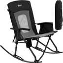 PORTAL Oversized Folding Rocking Camping Chair Portable Outdoor Rocker with High Back Hard Armrests Carry Bag, Supports 400 lbs, Mesh Back (M-black Grey)