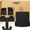 LASFIT Floor Mats & Cargo Liner with Backrest Mat for GMC Acadia 2017-2023 (Only Fit 6 Seats), All Weather TPE Custom Fit Floor Mats for Cars, 3 Rows Floor Liners Car Mats Full Set, Black