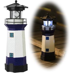 Solar Powered Lighthouse Decor,Solar Lighthouse with Rotating Beacon,360 Degree Rotating Lighthouse Decoration,Best Lighthouse Gifts for Children(Octagon Blue)