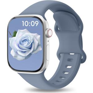 Patenting Sport Silicone Band Compatible with Apple Watch Bands 40mm 38mm 41mm 42mm 44mm 45mm 46mm 49mm Women Men, Waterproof Soft Wrist Strap for iWatch Series 11 10 9 8 7 6 5 4 3 2 1 SE Ultra 2 3 (Denim(#New))