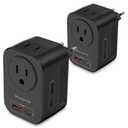 Shayangyoung 220V to 110V 20W PD Voltage Converter US to Europe International Universal Travel Adapter with 2 USB A 2 Type-C Port Worldwide Power Converters 1 Count