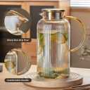 Buaic Glass Pitcher with Lid, 84oz/2.5 Liter Amber Classic Vertical Stripes Water Pitcher,Glass Water Carafe for Cold Brew, Coffee, Lemonade, Iced Sun Tea,Beverage, Milk, Heat Resistant