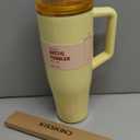 KISSKIND 40 oz Lumispin Tumbler with Handle and Hidden Straw, 100% Leak Proof Water Cup with Handle, Insulated Water Bottle for Travel, Mom, Nurse, Teacher, Student, Butter Yellow