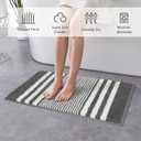 Starryle Bathroom Rugs , Extra Soft and Absorbent Fluffy Striped Chenille Bath Mat Rug Set, Non Slip Bathroom Floor Mat, Machine Washable (21" x 47" Dark Gray)