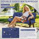 Porch Swing Cushions 60 inch Waterproof & Fade Resistant Thicken 5" Outdoor Swing Cushions 3 Seater Replacement with Backrest & Ties Patio Swing Cushions for Outdoor Furniture (Navy Blue), 60x40 inch