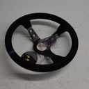 RASTP Universal Racing Steering Wheel Suede Deep Dish 13.58/345mm 6 Bolts with Horn Button Include Cable,Wrench (Blue)