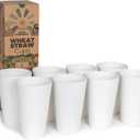Grow Forward Premium Wheat Straw Cups - 20 oz Unbreakable BPA Free Hard Plastic Cups - Reusable Lightweight Plastic Drinking Glasses for Kitchen, Outdoor, Water, Camping, RV - Arctic