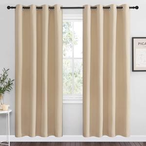 NICETOWN Blackout Draperies Curtains Panels - Window Treatment Thermal Insulated Solid Grommet Blackout Curtains/Panels/Drapes for Bedroom (Set of 2 Panels, 55 by 78 Inch, Biscotti Beige)