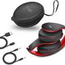 ZIHNIC Bluetooth Headphones Over-Ear, Foldable Wireless and Wired Stereo Headset Micro SD/TF, FM for Cell Phone,PC,Soft Earmuffs &Light Weight for Prolonged Wearing (Black/red)