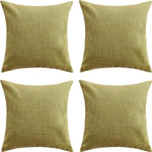 Set of 4 Light Green Throw Pillow Covers Neutral Textured Linen Decorative Pillowcases 18x18 Inch, Farmhouse Rustic Outdoor Pillow Cover Square Accent Cushion Cases for Sofa Couch Home