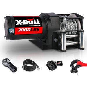 X-BULL 12V 3000LBS Steel Wire Electric Winch for Towing ATV/UTV Off Road with Mounting Bracket Wireless Remote