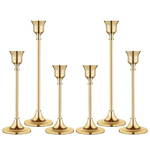 Candlestick Holders, Taper Candle Holder for Candlesticks Gold Brass Vintage Candle Stick Candle Holders Candelabra Candle Holder for Fireplace Party Dining Home