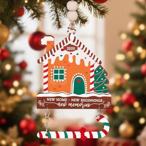 House Warming Gifts New Home, Wood New Home Ornament 2025 New H ome Gift Ideas First Home Christmas Ornament 2025 Gingerbread House Gingerbread Christmas Decorations Housewarming Gifts
