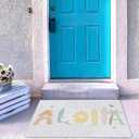 Summer Beach Door Mat, Aloha Tropical Coastal Doormat Outdoor Indoor Entrance Porch, Beach Outdoor Mat, Summer Ocean Beachy Welcome Mats for Front Door, 17x30 Inch