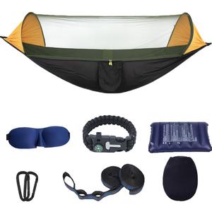 Camping Hammock with Mosquito Net - Portable Travel Hammock Bug Net - Camping Equipment - Hammock Tent for Outdoor Hiking Camping Backpacking Travel (Orange + Black)