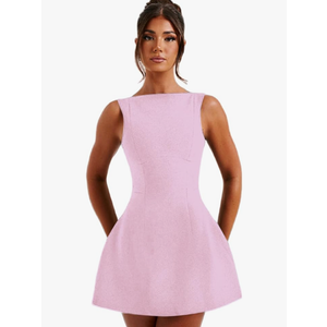 ANKOMINA Women's Elegant Pockets Mini Dress Cap Sleeve Mock Neck Tank Short Dress Bodycon Casual Work Office A Line Dresses, S