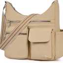 CLUCI Travel Purses for Women, Waterproof Nylon Crossbody Bags for Woman Trendy, Anti Theft Shoulder Handbags for Ladies (A4-khaki)