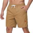 BUXKR Men's Lightweight Athletic Shorts Loose Fit Workout Shorts with Pockets for Gym Training and Sports, Quick-Dry Summer (Brown, XL)