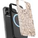 for iPhone 15 Pro Case Cute Wireless Charging Compatible Dual-Layer Shockproof Protection with Stylish Wildflower Design Protective Cover for Women - Beige Botanical Floral