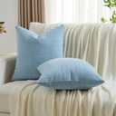 FUTEI Blue Decorative Throw Pillow Covers 20x20 Inch Set of 2,Soft Cozy Chenille Geometric Textured Cushion Case,Home Decor for Couch Bed Living Room