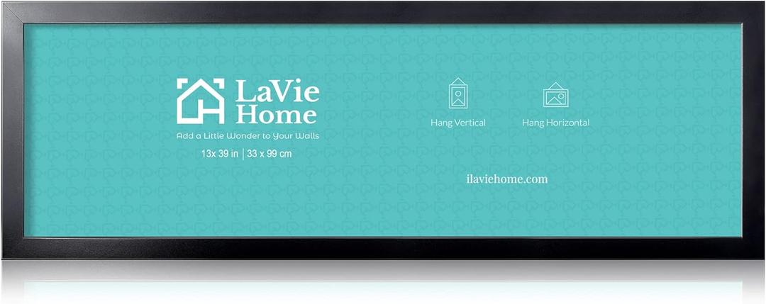 LaVie Home 13x39 Picture Frame Black, Panoramic Picture Frame for Wall Decoration, Classic Black Minimalist Style Suitable for Decorating Houses, Offices, Hotels, 1 Pack