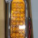Partsam 2Pcs 6-1/2" Oval Amber Led Trailer Lights 21 LED Flange Mount w Reflectors Turn Signal Park Side Marker LED Light for Truck Trailer Trail Bus 12V LED Trailer Parking Light w Chrome Bezels