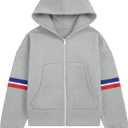 Womens Full Zip Up Long Sleeve Color Block Fleece Cropped Hoodies Winter Gym Running Outing Athletic Sweatshirts (Gray, XL)